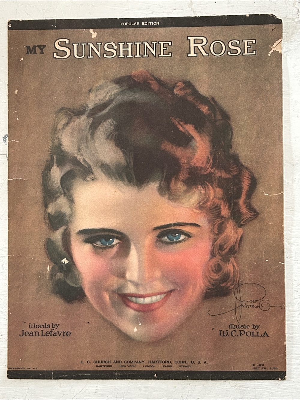 Vintage 'My Sunshine Rose' Sheet Music Cover - Portrait Artwork